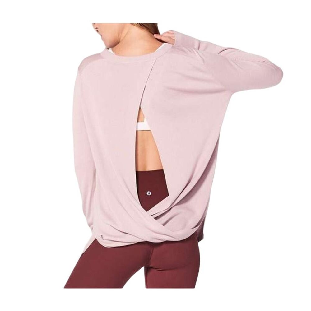 Lululemon Women's Porcelain Pink Bring It Backbend Open Back Sweater Size 10